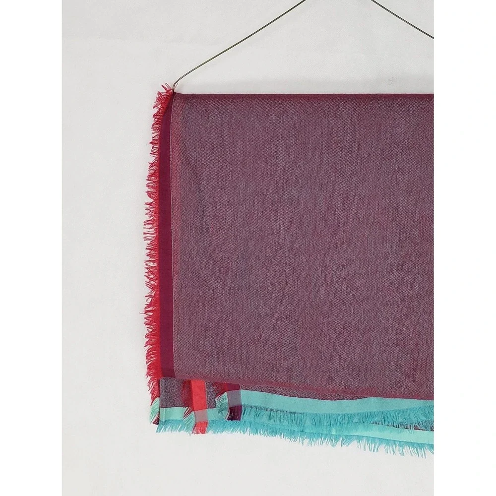Loro Piana Italian Scarf Blue and Pink Fringe Women